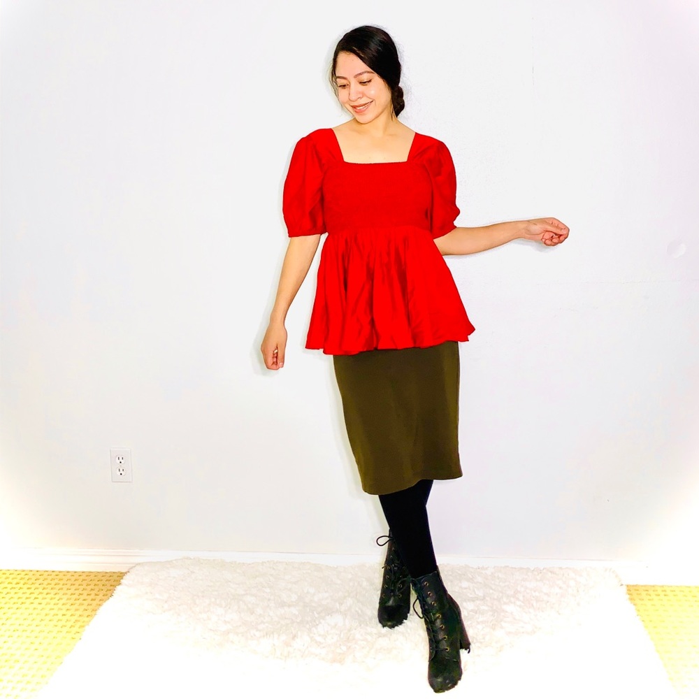 Ruby Red Babydoll Blouse - Picture 3 of 3